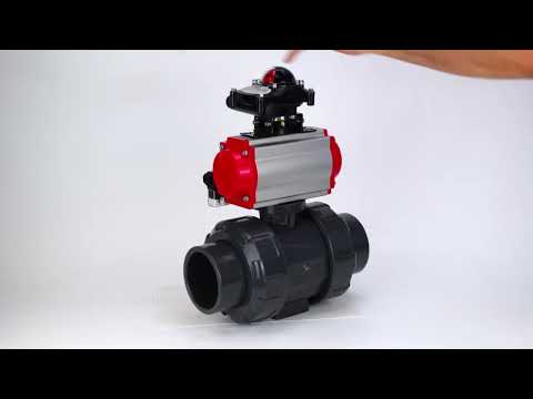 Ball valves Elephant BV4242E-FP-GRM-ISO, body material - UPVC, ball material - UPVC, seal - EPDM, with pneumatic actuator double action PA-DA, pneumatic distributor 4M310-08 24V and LSU APL-210N