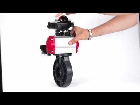 Butterfly valves Elephant WBV4242E-2W-Fb-ISO, body material - UPVC, disc material - UPVC, seal - EPDM, with pneumatic actuator with return springs PA-SA, pneumatic distributor 4M310-08 NAMUR 24V and LSU APL-210N