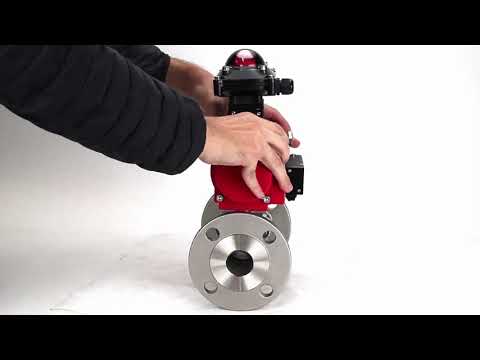 Robinet à boisseau sphérique en acier inoxydable Elephant ksfpt-316-180-sa-4m310-110/220v-apl210n, matériau du corps - acier inoxydable AISI 316, matériau de la bille - acier inoxydable AISI 316, joint - PTFE, actionné par actionneur pneumatique