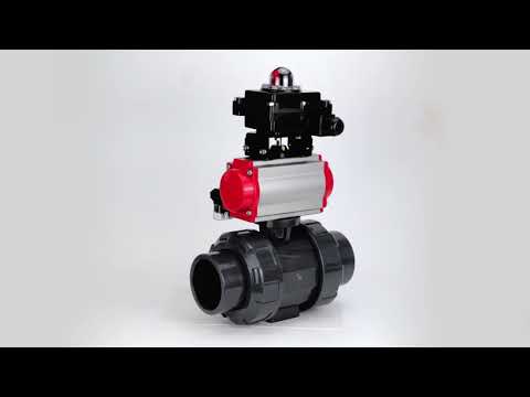 Ball valves Elephant BV4242E-FP-GRM-ISO, body material - UPVC, ball material - UPVC, seal - EPDM, with pneumatic actuator double action PA-DA, pneumatic distributor 4M310-08 24V and LSU APL-410N EX