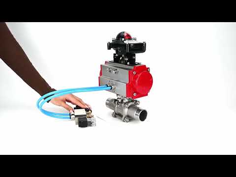 Vannes à boisseau sphérique Elephant BV3131P(3pc)-FP-W-ISO-H LONG DN10-150 passage intégral, corps - acier inoxydable 304, à souder, avec actionneur pneumatique PA-DA, distributeur pneumatique 4V320-10 220V et bloc de fin de course APL -210N