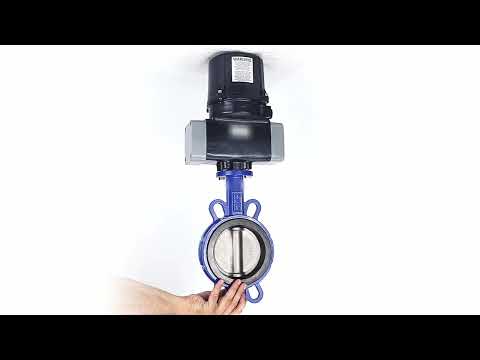 Butterfly valves for abrasive media Elephant WBV1632E-2W-Fb-H interflanged, body - cast iron QT450, disc - stainless steel 316L, seal - EPDM, with electric quarter turn actuator Elephant QTSA-N-EM-O0-220VAC