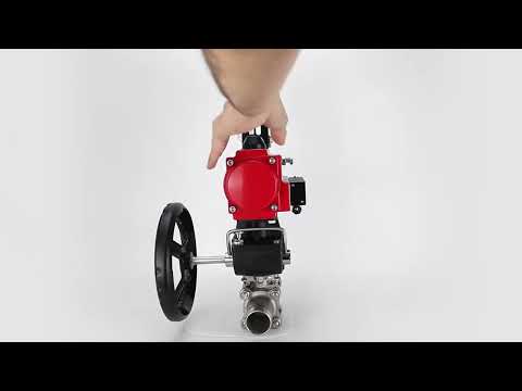 Vannes à boisseau sphérique Elephant BV3131P(3pc)-FP-W-ISO-H LONG à passage intégral, corps - acier inoxydable 304, à souder, avec actionneur pneumatique PA-DA, distributeur pneumatique 4V320-10 220V, réducteur MON et BPV AFC2000