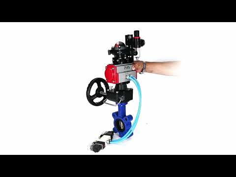 Vanne papillon d'eau Elephant WBV1631N-2W-Fb-H, matériau du corps - fonte QT450, matériau du disque - acier inoxydable AISI 304, joint - NBR, actionneur pneumatique PA-DA double action, 4V320-10 220V, BKV APL-210N, volant MON, BPV AFC2000