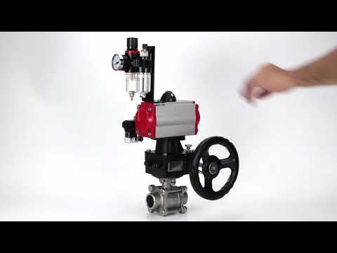 Ball valves Elephant BV3232P(3pc)-FP-W-ISO-H WDVF DN15-32 63 bar full bore, 316 stainless steel, seal - PTFE, for welding, with PA-DA pneumatic actuator, pneumatic distributor 4M310-08 24V, manual backup for MON, ATU AFC2000