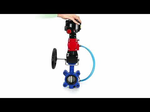 Vanne papillon d'eau Elephant WBV1631N-2W-Fb-H, matériau du corps - fonte QT450, matériau du disque - acier inoxydable AISI 304, joint - NBR, actionneur pneumatique PA-DA double action, 4V320-08 220V, BKV APL-510N EX, volant MON, BPV AFC2000