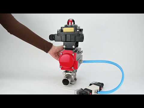 Vannes à boisseau sphérique Elephant BV3232P(3pc)-FP-W-ISO-H LONG passage intégral, corps - acier inoxydable 316, à souder, avec actionneur pneumatique Elephant PA-SA, distributeur pneumatique 4V320-08 220V et bloc de fin de course APL-410N EX
