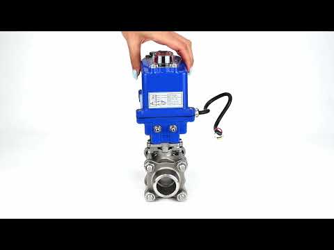 Ball valves Elephant BV3232P(3pc)-FP-W-ISO-H WDVF DN15-32 63 bar full bore, body - 316 stainless steel, seal - PTFE, for welding, with a 1/4-turn electric drive Elephant QT-N-EM-O1-220VAC-U1 blue