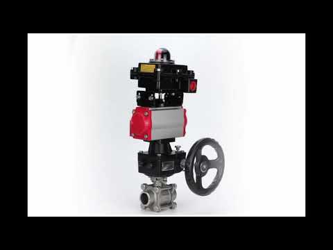 Ball valves Elephant BV3232P(3pc)-FP-W-ISO-H WDVF DN15-32 63 bar full bore, body - 316 stainless steel, seal - PTFE, for welding, with PA-DA pneumatic actuator, LSU APL-410N EX, manual backup for MON