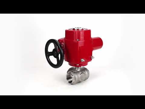 Robinet à boisseau sphérique en acier inoxydable Elephant RP.SS316.200.MM.ISO 914 PSI fileté, port standard, trois voies, type L, matériau du corps - acier inoxydable AISI 316, avec actionneur électrique quart de tour Elephant QT-W (M) EX 380V
