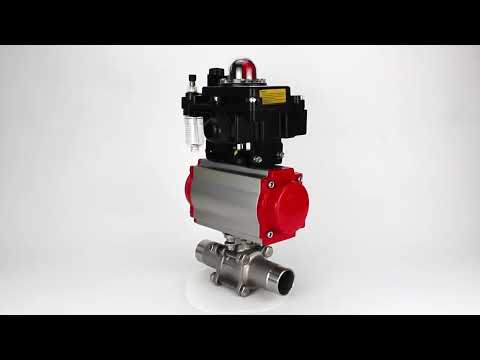 Vannes à boisseau sphérique Elephant BV3232P(3pc)-FP-W-ISO-H LONG à passage intégral, corps - acier inoxydable 316, à souder, avec actionneur pneumatique Elephant PA-SA, distributeur pneumatique 4M310-08 220V, BKV APL-410N EX et BPV AFC2000