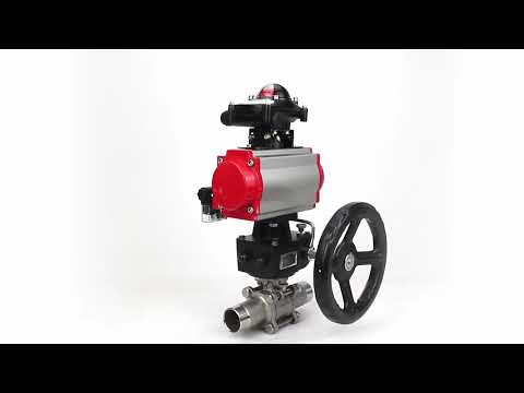 Ball valves Elephant BV3232P(3pc)-FP-W-ISO-H LONG DN50-150 full bore, body - stainless steel 316, for welding, with PA-DA pneumatic actuator, pneumatic distributor 4M310-08 24V, MON gearbox and block limit switches APL-210N