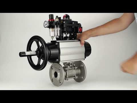 Ball valves Elephant BV3232P(3pc)-FP-F-ISO-H DN65-100 25/40 bar flanged with ISO flange, body - 316 stainless steel, full bore, seal - PTFE, with pneumatic drive PA-DA-105-1, pneumatic distributor 4M310-08 220V, LSU APL-410N Ex, ATU AFC2000