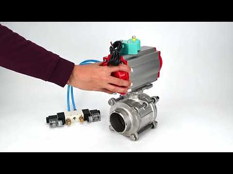 Ball valves Elephant BV3232P(3pc)-FP-W-ISO-H WDVF DN15-32 63 bar full bore, body - 316 stainless steel, seal - PTFE, for welding, with PA-DA pneumatic actuator, pneumatic distributor 4V320-08 220V and ALS200D magnetic switch