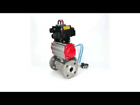 Ball valves Elephant BV3232P(4pc)-FP-3WL-F-ISO-H 16 bar full bore, flanged, body - stainless steel SS316, ISO flange F03/F04-F10/F12, square 9x9-19x19, with pneumatic drive PA-SA, pneumatic valve 4V320-8 220V and LSU APL-410N EX