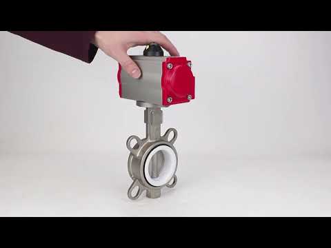 Vanne papillon d'eau Elephant WBV3131P-2W-Fb-H, matériau du corps - Acier inoxydable AISI 304, matériau du disque - Acier inoxydable AISI 304, joint - PTFE, actionneur pneumatique PA-SA avec ressorts de rappel, 4M310-08 220V