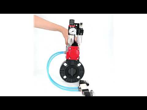 Butterfly valves Elephant WBV4242E-2W-Fb-ISO, body material - UPVC, disc material - UPVC, seal - EPDM, with pneumatic actuator double action PA-DA, pneumatic distributor 4V320-10 220V and ATU AFC2000