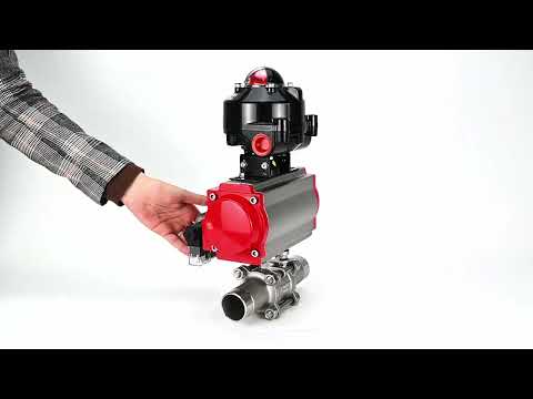 Vannes à boisseau sphérique Elephant BV3131P(3pc)-FP-W-ISO-H LONG DN10-150 passage intégral, corps - acier inoxydable 304, à souder, avec actionneur pneumatique PA-DA, distributeur pneumatique 4M310-08 220V et bloc de fin de course APL-510N EX