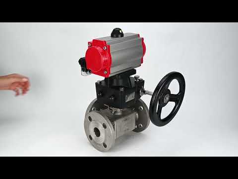 Ball valves Elephant BV3232P(4pc)-FP-3WL-F-ISO-H 16 bar full bore, flanged, body - stainless steel SS316, ISO flange F03/F04-F10/F12, square 9x9-19x19, with pneumatic drive PA-DA, pneumatic distributor 4M310-08 24V and Doubler MON3-700-T38-IS