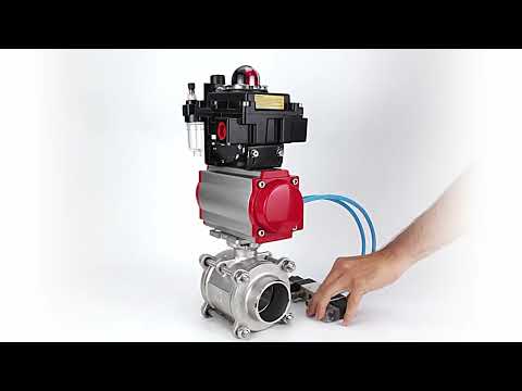 Ball valves Elephant BV3232P(3pc)-FP-W-ISO-H WDVF DN15-32 63 bar full bore, body - 316 stainless steel, seal - PTFE, for welding, with PA-SA pneumatic actuator, pneumatic distributor 4V320-08 220V, LSU APL-410N EX, ATU AFC2000