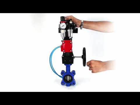 Vanne papillon d'eau Elephant WBV1631N-2W-Fb-H, matériau du corps - fonte QT450, matériau du disque - acier inoxydable AISI 304, joint - NBR, actionneur pneumatique PA-DA double action, 4V320-10 220V, BKV APL-410N EX, volant MON, BPV AFC2000
