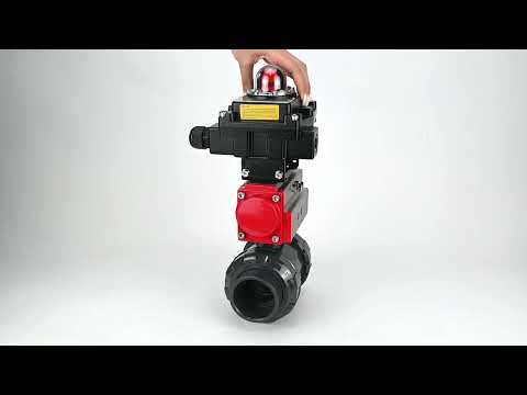 Ball valves Elephant BV4242E-FP-GRM-ISO, body material - UPVC, ball material - UPVC, seal - EPDM, with pneumatic actuator double action PA-DA and LSU APL-410N EX