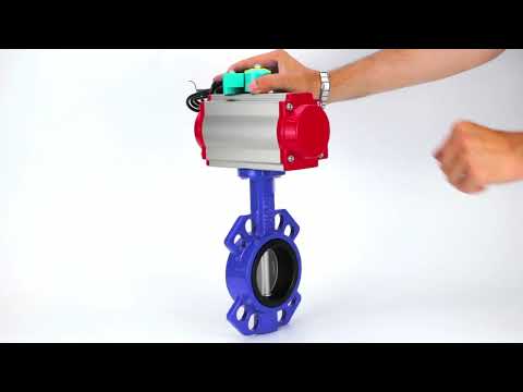 Water Butterfly Valve Elephant WBV1432N-2W-Fb-H DN40-300 16 bar body - GGG50 cast iron, disc - 316L stainless steel, seal - NBR, with pneumatic actuator PA-DA-XXX, pneumatic distributor 4M310-08 NAMUR 220V and ALS200D magnetic switch