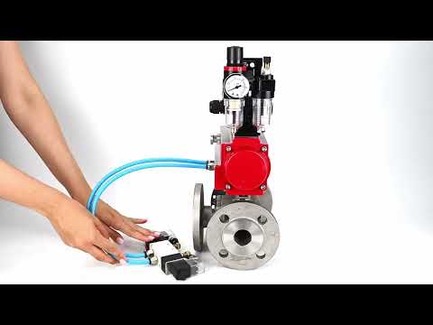 Ball valves Elephant BV3232P(4pc)-FP-3WL-F-ISO-H 16 bar full bore, flanged, body - stainless steel SS316, ISO flange F03/F04-F10/F12, square 9x9-19x19, with pneumatic drive PA-SA, pneumatic valve 4V320-10 220V, LSU APL-210N and ATU AFC20
