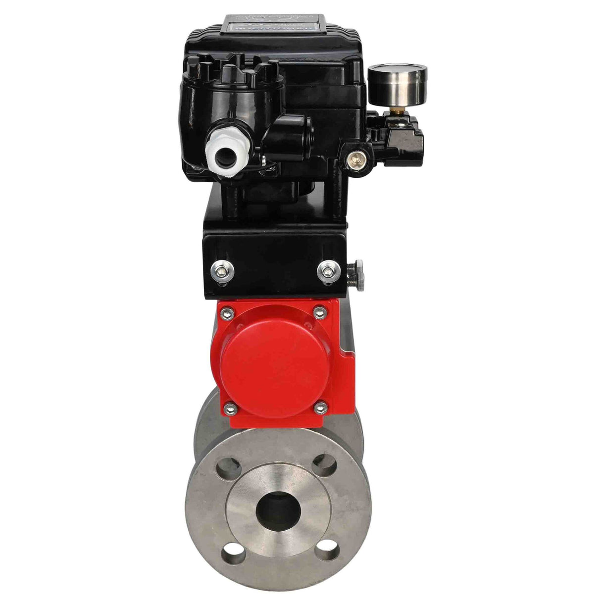 Robinet à boisseau sphérique en acier inoxydable Elephant kchfp-elephant-da-yt1000rsn, matériau du corps - acier inoxydable AISI 316, matériau de la bille - acier inoxydable AISI 316, joint - PTFE, actionnement par actionneur pneumatique