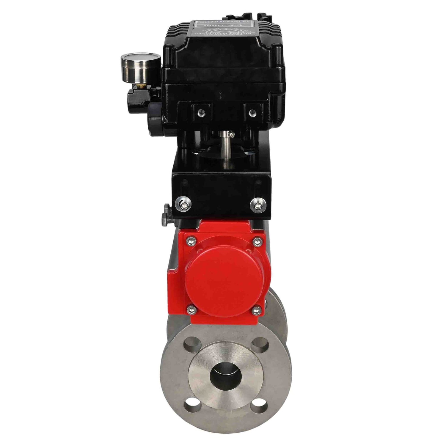 Robinet à boisseau sphérique en acier inoxydable Elephant kchfp-elephant-sa-yt1000rsi, matériau du corps - acier inoxydable AISI 316, matériau de la bille - acier inoxydable AISI 316, joint - PTFE, actionné par actionneur pneumatique