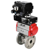 Robinet à boisseau sphérique en acier inoxydable Elephant kchfp-elephant-da-yt1000rsn, matériau du corps - acier inoxydable AISI 316, matériau de la bille - acier inoxydable AISI 316, joint - PTFE, actionnement par actionneur pneumatique
