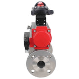 Robinet à boisseau sphérique en acier inoxydable Elephant ksfpt-316-180-sa-4m310-110/220v-apl210n, matériau du corps - acier inoxydable AISI 316, matériau de la bille - acier inoxydable AISI 316, joint - PTFE, actionné par actionneur pneumatique
