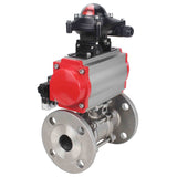 Robinet à boisseau sphérique en acier inoxydable Elephant ksfpt-316-180-sa-4m310-110/220v-apl210n, matériau du corps - acier inoxydable AISI 316, matériau de la bille - acier inoxydable AISI 316, joint - PTFE, actionné par actionneur pneumatique
