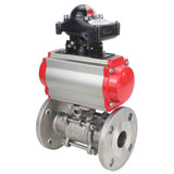 Robinet à boisseau sphérique en acier inoxydable Elephant ksfpt-316-180-sa-4m310-110/220v-apl210n, matériau du corps - acier inoxydable AISI 316, matériau de la bille - acier inoxydable AISI 316, joint - PTFE, actionné par actionneur pneumatique