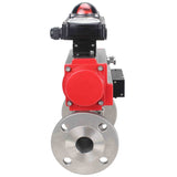 Robinet à boisseau sphérique en acier inoxydable Elephant ksfpt-316-180-sa-4m310-110/220v-apl210n, matériau du corps - acier inoxydable AISI 316, matériau de la bille - acier inoxydable AISI 316, joint - PTFE, actionné par actionneur pneumatique