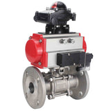Robinet à boisseau sphérique en acier inoxydable Elephant ksfpt-316-180-sa-4m310-110/220v-apl210n, matériau du corps - acier inoxydable AISI 316, matériau de la bille - acier inoxydable AISI 316, joint - PTFE, actionné par actionneur pneumatique