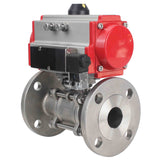 Robinet à boisseau sphérique en acier inoxydable Elephant ksfpt-316-180-da-4m310-110/220v, matériau du corps - acier inoxydable AISI 316, matériau de la bille - acier inoxydable AISI 316, joint - PTFE, actionné par actionneur pneumatique