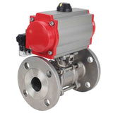 Robinet à boisseau sphérique en acier inoxydable Elephant ksfpt-316-180-da-4m310-110/220v, matériau du corps - acier inoxydable AISI 316, matériau de la bille - acier inoxydable AISI 316, joint - PTFE, actionné par actionneur pneumatique