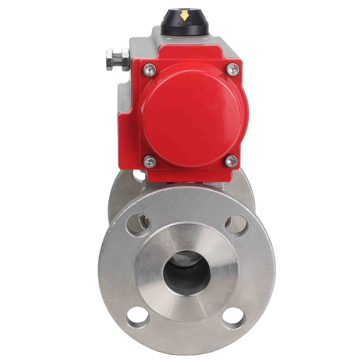 Robinet à boisseau sphérique en acier inoxydable Elephant ksfpt-316-180-da, matériau du corps - acier inoxydable AISI 316, matériau de la bille - acier inoxydable AISI 316, joint - PTFE, actionné par actionneur pneumatique
