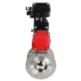Robinet à boisseau sphérique en acier inoxydable Elephant kchmfp-elephant-sa-yt1000rsn, matériau du corps - acier inoxydable AISI 316, matériau de la bille - acier inoxydable AISI 316, joint - PTFE, actionné par actionneur pneumatique