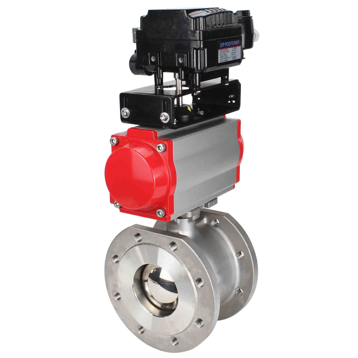 Robinet à boisseau sphérique en acier inoxydable Elephant kchmfp-elephant-sa-yt1000rsi, matériau du corps - acier inoxydable AISI 316, matériau de la bille - acier inoxydable AISI 316, joint - PTFE, actionné par actionneur pneumatique