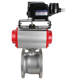 Robinet à boisseau sphérique en acier inoxydable Elephant kchmfp-elephant-sa-yt1000rsi, matériau du corps - acier inoxydable AISI 316, matériau de la bille - acier inoxydable AISI 316, joint - PTFE, actionné par actionneur pneumatique