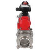 Robinet à boisseau sphérique en acier inoxydable Elephant kshpp-316200-da-apl210n, matériau du corps - acier inoxydable AISI 316, matériau de la bille - acier inoxydable AISI 316, joint - PTFE, actionné par actionneur pneumatique