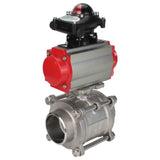 Robinet à boisseau sphérique en acier inoxydable Elephant kshpp-316200-da-apl210n, matériau du corps - acier inoxydable AISI 316, matériau de la bille - acier inoxydable AISI 316, joint - PTFE, actionné par actionneur pneumatique