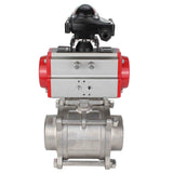 Robinet à boisseau sphérique en acier inoxydable Elephant kshpp-316200-da-apl210n, matériau du corps - acier inoxydable AISI 316, matériau de la bille - acier inoxydable AISI 316, joint - PTFE, actionné par actionneur pneumatique