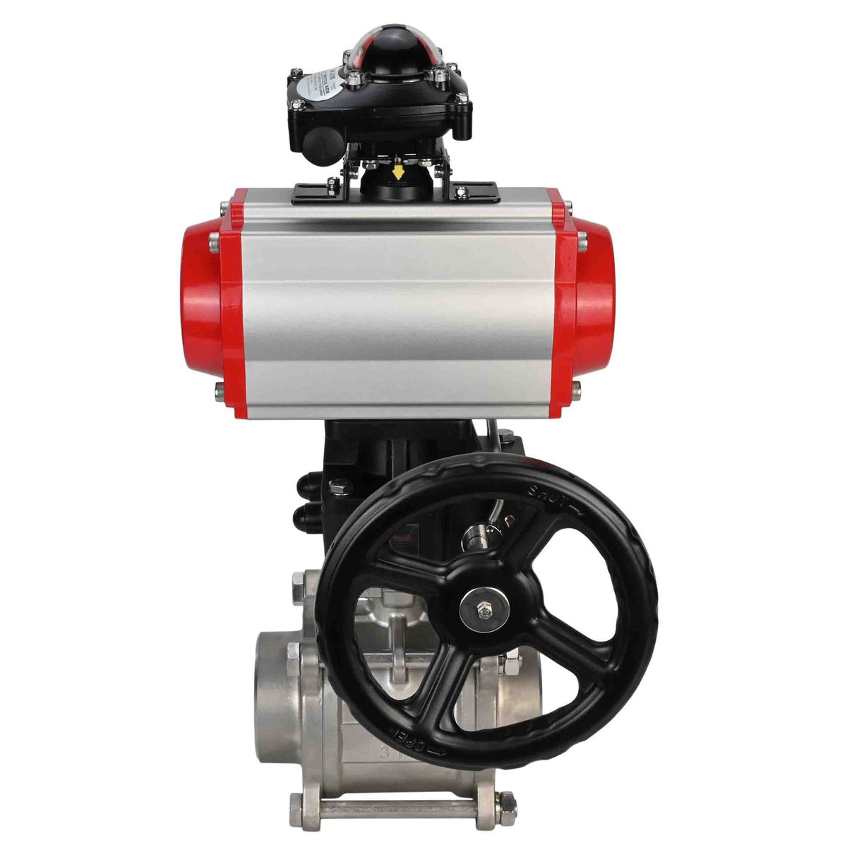 Robinet à boisseau sphérique en acier inoxydable Elephant kshpp-316200-da-apl210n-hdm, matériau du corps - acier inoxydable AISI 316, matériau de la bille - acier inoxydable AISI 316, joint - PTFE, actionné par actionneur pneumatique