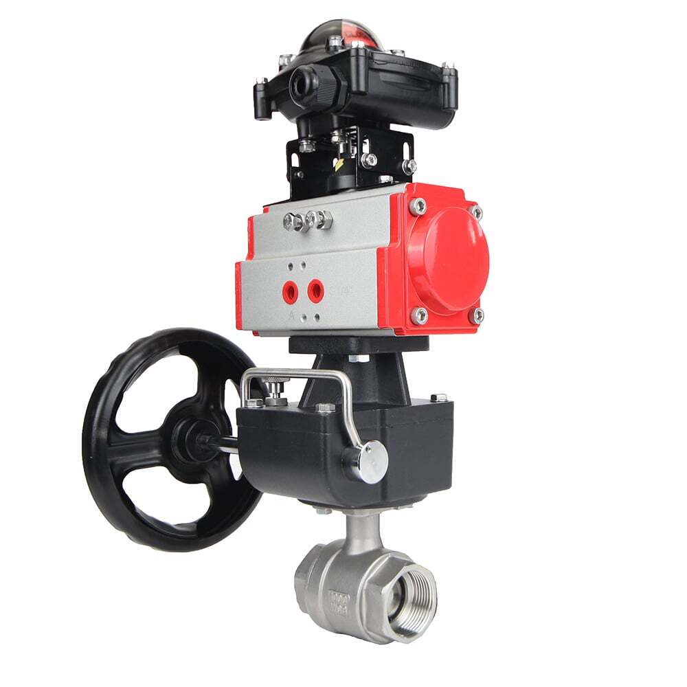 Robinet à boisseau sphérique en acier inoxydable Elephant kshmp316-elephant-da-apl210n-hdm, matériau du corps - acier inoxydable AISI 316, matériau de la bille - acier inoxydable AISI 316, joint - PTFE, actionné par actionneur pneumatique