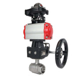 Robinet à boisseau sphérique en acier inoxydable Elephant kshmp316-elephant-da-apl210n-hdm, matériau du corps - acier inoxydable AISI 316, matériau de la bille - acier inoxydable AISI 316, joint - PTFE, actionné par actionneur pneumatique
