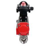 Stainless steel ball valve Elephant BVMP.316.230-ISO 63 bar, threaded, full port, body material - stainless steel AISI 316, with pneumatic actuator with return springs Elephant SA, limit switch block APL-410N EX