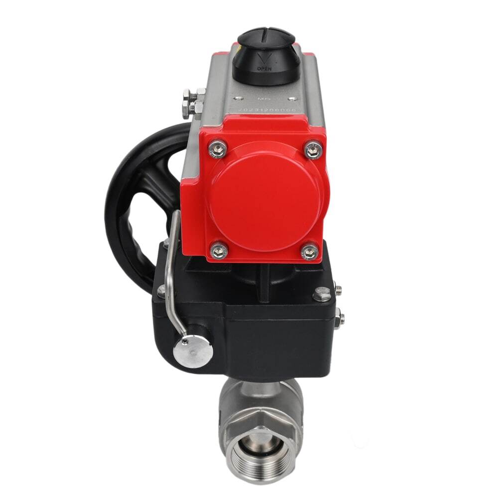 Robinet à boisseau sphérique en acier inoxydable Elephant kshmp316-elephant-da-hdm, matériau du corps - acier inoxydable AISI 316, matériau de la bille - acier inoxydable AISI 316, joint - PTFE, actionné par actionneur pneumatique